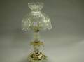Brass Mounted Pressed Glass Boudoir Table Lamp with Marble Base