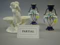 Minton Porcelain Caster Pedestal and Pair of Gilt and Enamel Decorated Vases and a Pair of Royal Worcester Butterfly and Nest Wall Pock