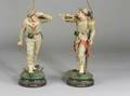 Pair of Painted Spelter European Military Figural Lamp Bases