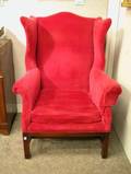 Chippendale Upholstered Mahogany Wing Chair
