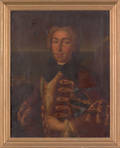 American oil on canvas portrait of an officer ca 1765