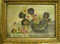Framed Oil Still Life with Pansies