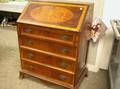 Edwardian Inlaid Mahogany and Birdseye Veneer Slantlid Desk