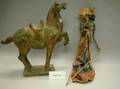 Tangstyle Carved Giltwood Horse Figure and a Group of Southeast Asian Paper Puppets