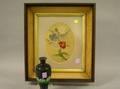 Japanese Cloisonne White Egret Vase and a Framed Pansy Embroidered Panel