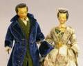 Unusual Early Wooden Man and Woman Dolls