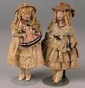 Two Small Early Handmade Cloth Dolls