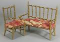ThreePiece Set of French Gilded Faux Bamboo Seating for Ladies
