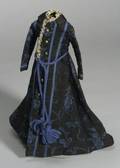 Dark Blue and Black Printed Wrapper for a Fashionable Doll