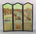 American oil on board three part folding screen mid 20th c