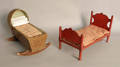 Painted doll cradle and bed