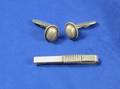 Pair of Sterling Silver Cuff Links and Tiebar