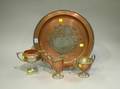 Pairpoint Silver Overlaid Copper Serving Tray Trophy Creamer and Sugar