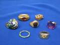 Seven Enamel Gemset and Intaglio Rings