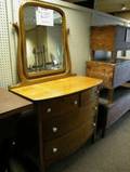 Oak Bowfront Mirrored Dresser