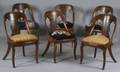 Set of Six Classical Figured Mahogany Veneer Side Chairs