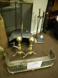 Assortment of Brass and Wrought Iron Fireplace Equipment