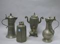 Two Pewter Flagons Hot Water Kettle and Large Tea Canister