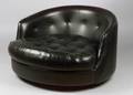 Milo Baughman Tufted Naugehyde Upholstered Swivel Lounge Chair