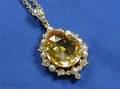 Citrine Seed Pearl and Diamond Pendant Necklace