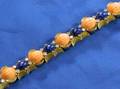 18kt Gold Coral Lapis and Diamond Bracelet