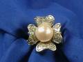 Cultured Pearl and Diamond Ring