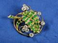 Edwardian Diamond and Demantoid Garnet Pendant Brooch