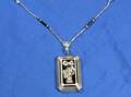 Art Deco Diamond Rock Crystal and Enamel Pendant Necklace
