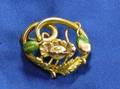Art Nouveau 14kt Gold and Enamel Pin
