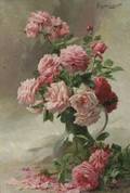 Albert Tibule Furcy de Lavault French 18471915 Still Life with Pink Roses