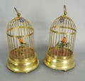 Pair of German musical bird cages