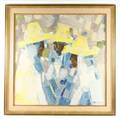 Modern Acrylic 3 Figures in Hats Signed