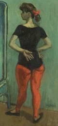 Moses Soyer RussianAmerican 18991974 Model in Studio