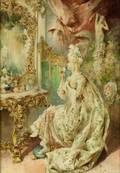 P Fatena Italian 19th Century At Her Dressing Table