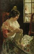 Joaquin Agrasot y Juan Spanish 18361919 Mending