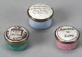 Three Small Enameled Copper Transfer Printed Snuff or Patch Boxes