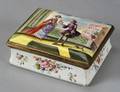 Handpainted Figural Enameled Copper Table Snuff Box