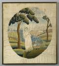 Federal Needlework and Watercolor Picture of Moses in the Bulrushes