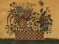 American School 19th Century Still Life of a Basket of Flowers