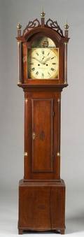 Federal Cherry Inlaid Tall Case Clock
