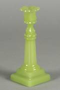 Translucent Apple Green Pressed Glass Candlestick