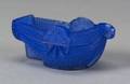 Opalescent Blue Pressed Lacy Glass Boat Pattern Salt