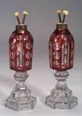Pair of Cut Overlay Glass Fluid Lamps