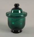 Medium emerald green blown glass sugar ca 1825