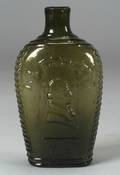 Olive Amber Glass Lafayette Historical Flask