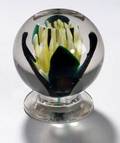 Yellow Water Lily Footed Glass Paperweight
