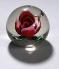 Red Rose Blossom Glass Paperweight