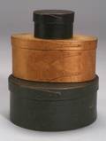 Oval Shaker Covered Box and Two Small Painted Covered Boxes
