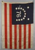 Two Woven Wool and Appliqued Cotton Centennial American Flags