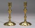 Pair of Brass Queen Anne Candlesticks